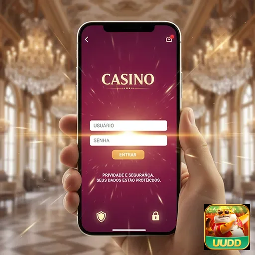 Tela de login do cassino online uudd com foco em segurança.