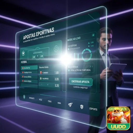 Jogador utilizando a plataforma uudd para apostas esportivas.