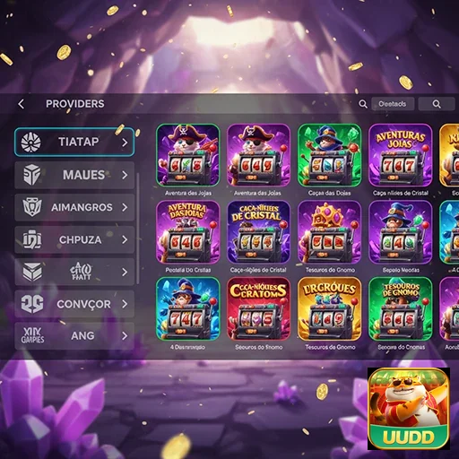 Tela do aplicativo uudd mostrando jogos de cassino online.