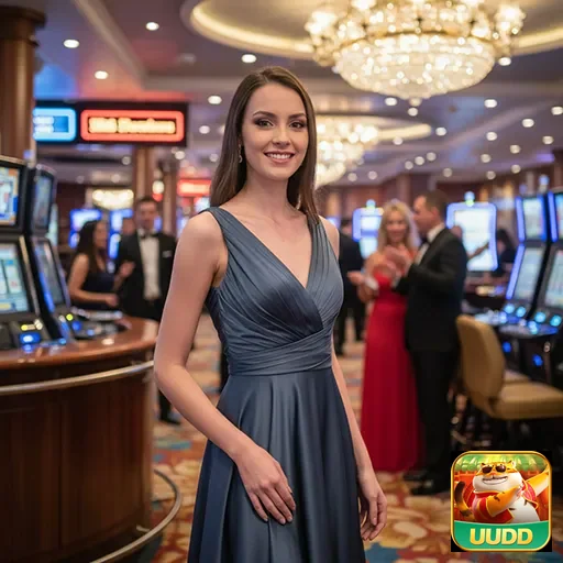 Jogadora VIP na uudd em um ambiente de cassino elegante.