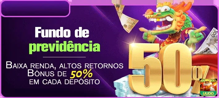 uudd exibe promoção de 50% em bônus para novos usuários.