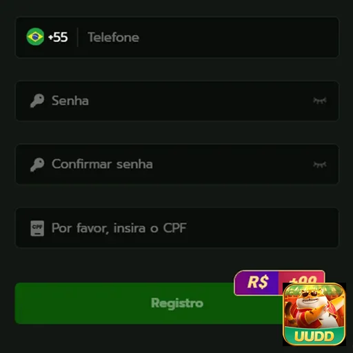 uudd exibe a tela de registro para apostadores.